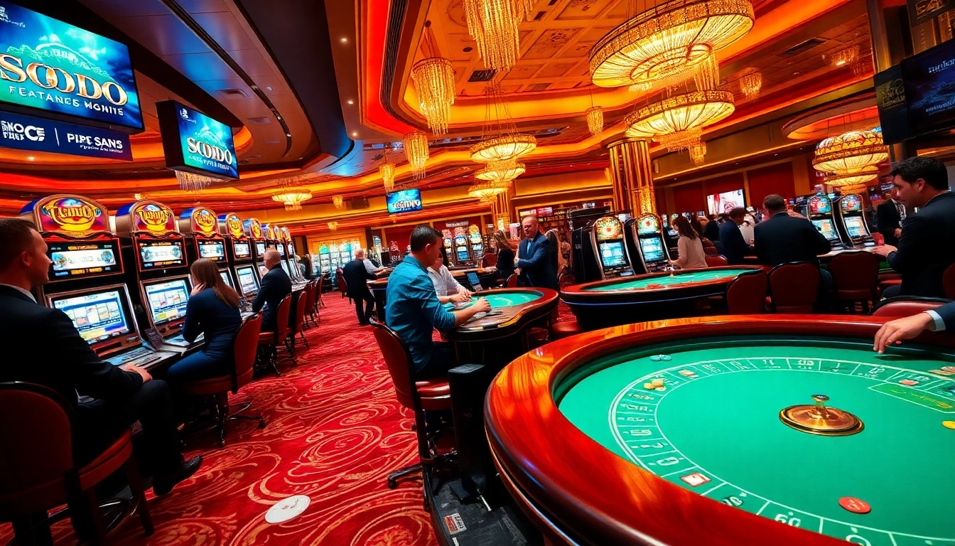 SODO casino players strategizing at a vibrant roulette table, highlighting excitement and luxury.