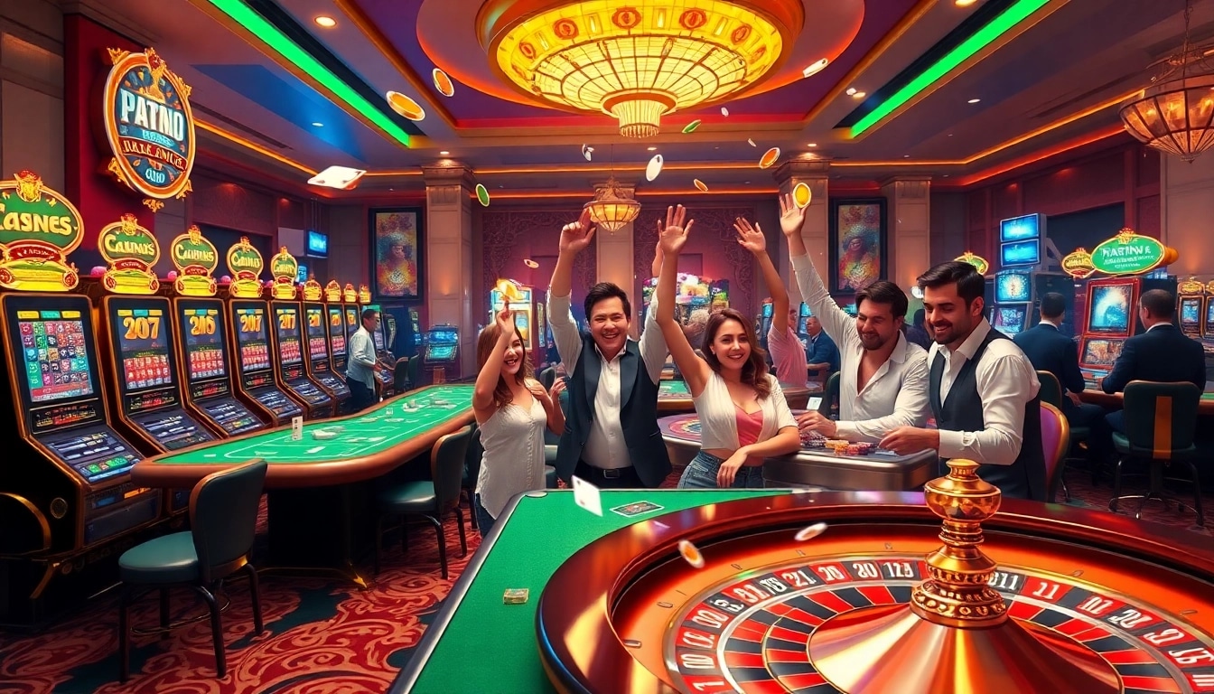 Celebrating wins at MM 88 casino featuring vibrant slots and engaged players.