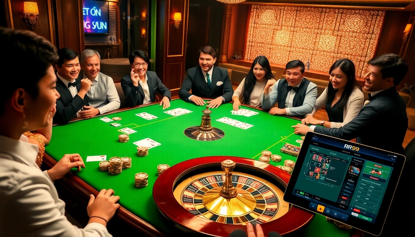 Experience the thrill of gambling at Trang chủ RR99 with vibrant casino elements and an exciting atmosphere.