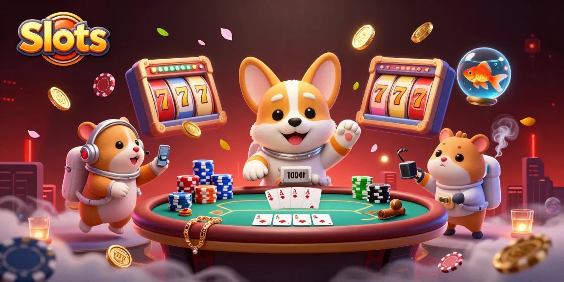 Slots filled with vibrant reels and jackpot counters accelerating gameplay in a whimsical casino scene.