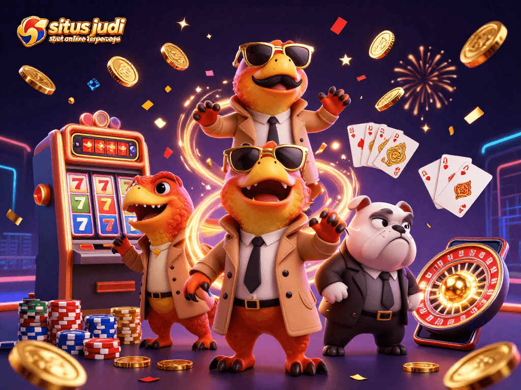 Menghadapi tantangan di situs judi slot online terpercaya dengan raptor 3D lucu dan bouncer bulldog.