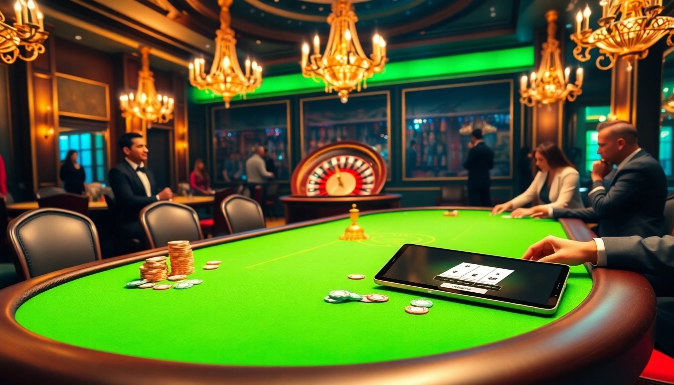 Players engage in high-stakes poker at a luxurious casino table inspired by https://urr88.com/.