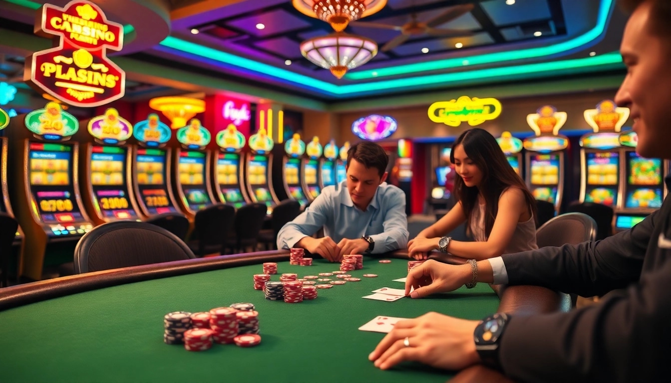 Experience the thrill of 98win đăng nhập at an engaging poker table with vibrant chips and focused players.