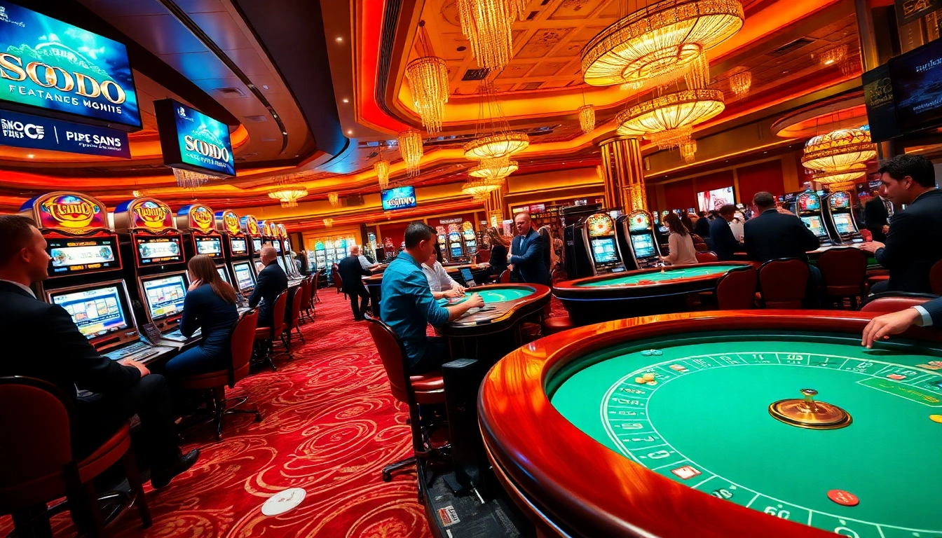 SODO casino players strategizing at a vibrant roulette table, highlighting excitement and luxury.