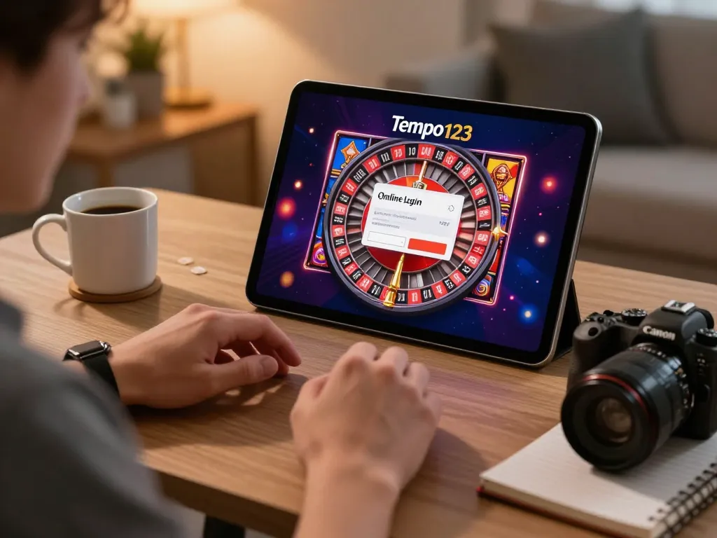 Tampilan kasino online yang menarik menunjukkan layar Tempo123 Login di tablet untuk permainan strategis.