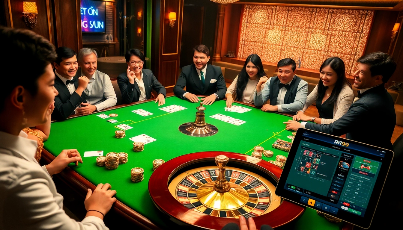 Experience the thrill of gambling at Trang chủ RR99 with vibrant casino elements and an exciting atmosphere.