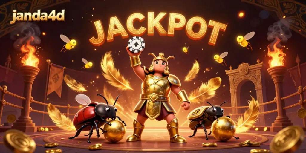 Momen kemenangan janda4d saat simbol poker dan uang berkilau menyelimuti arena permainan.