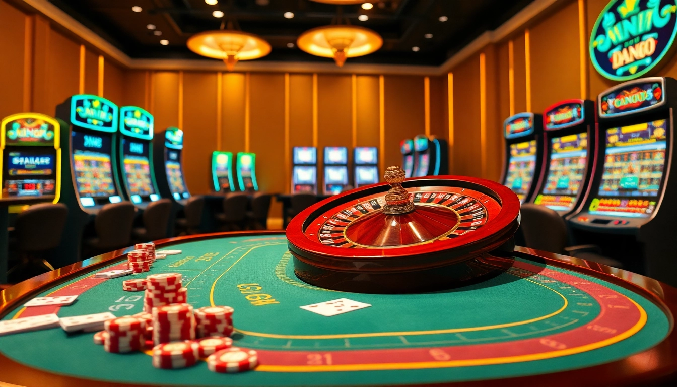 Experience thrilling gameplay at DN88 with vibrant casino elements like roulette and poker chips.