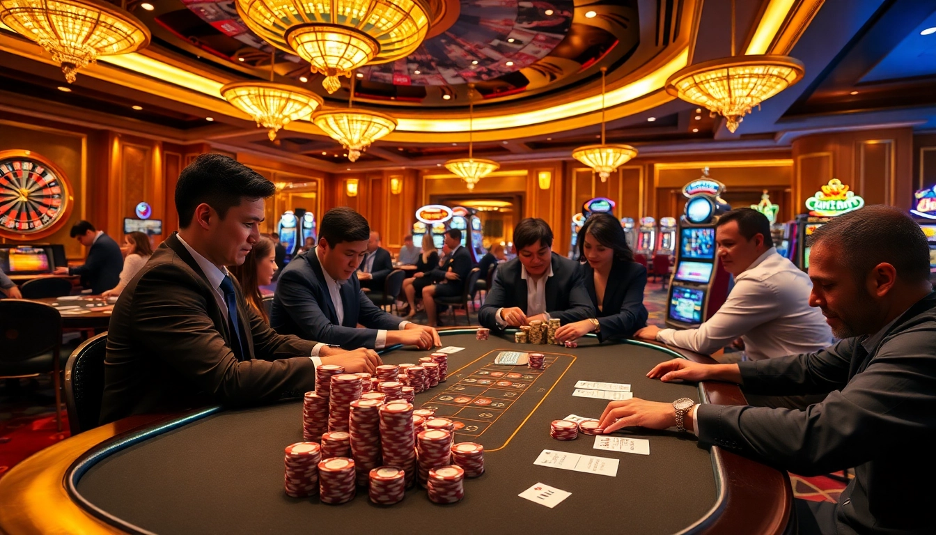 A high-stakes casino poker table scene showcasing strategies and excitement at keonhacai.deal.