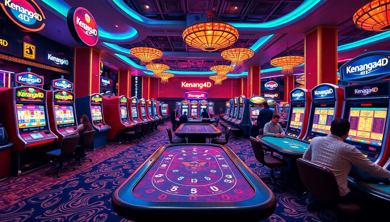 Main casino area showcasing Kenangan4D slot machines, vibrant lights, and enthusiastic players.