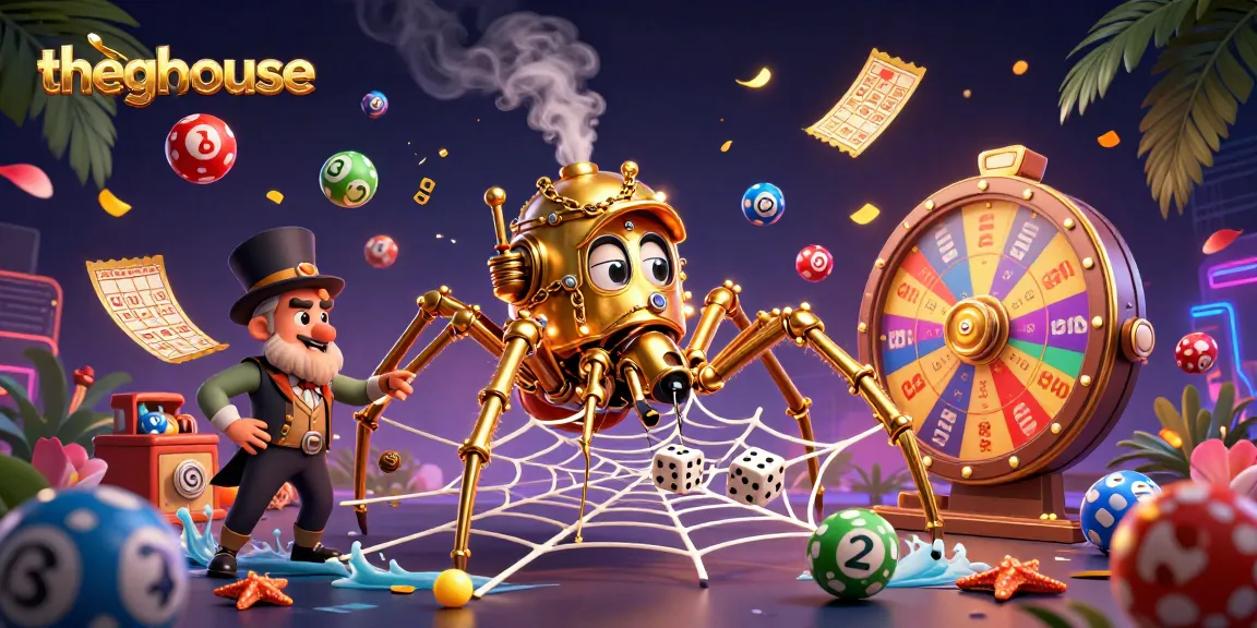 Thegbhouse showcases dynamic gameplay with a steampunk spider and fly in a vibrant gambling scene.