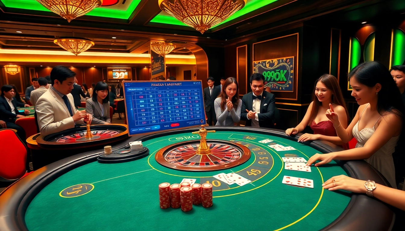 Experienced players engaging in Baccarat at 99ok casino with thrilling action and vibrant atmosphere.