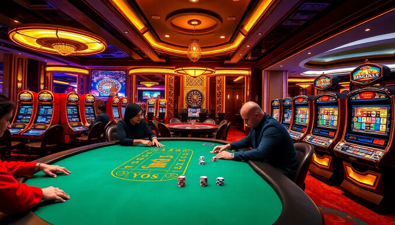 Bongdalu inspired vibrant poker table action in a luxury casino setting.
