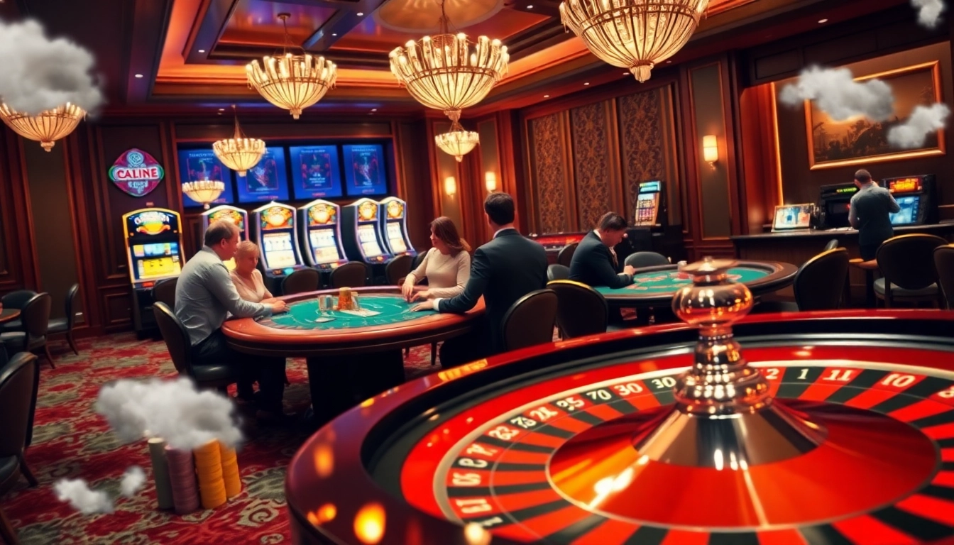 Giải mã giấc mơ as players engage in an exciting casino atmosphere with roulette and blackjack tables.
