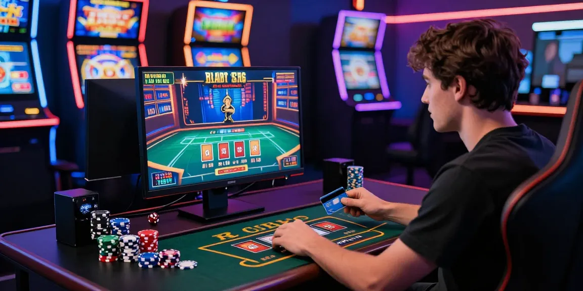 Engaging player using credit card casinos for live dealer games amid vibrant virtual casino atmosphere.