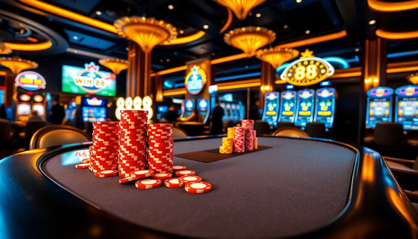 Experience thrilling gameplay at win 88 with vibrant casino visuals and engaging players.