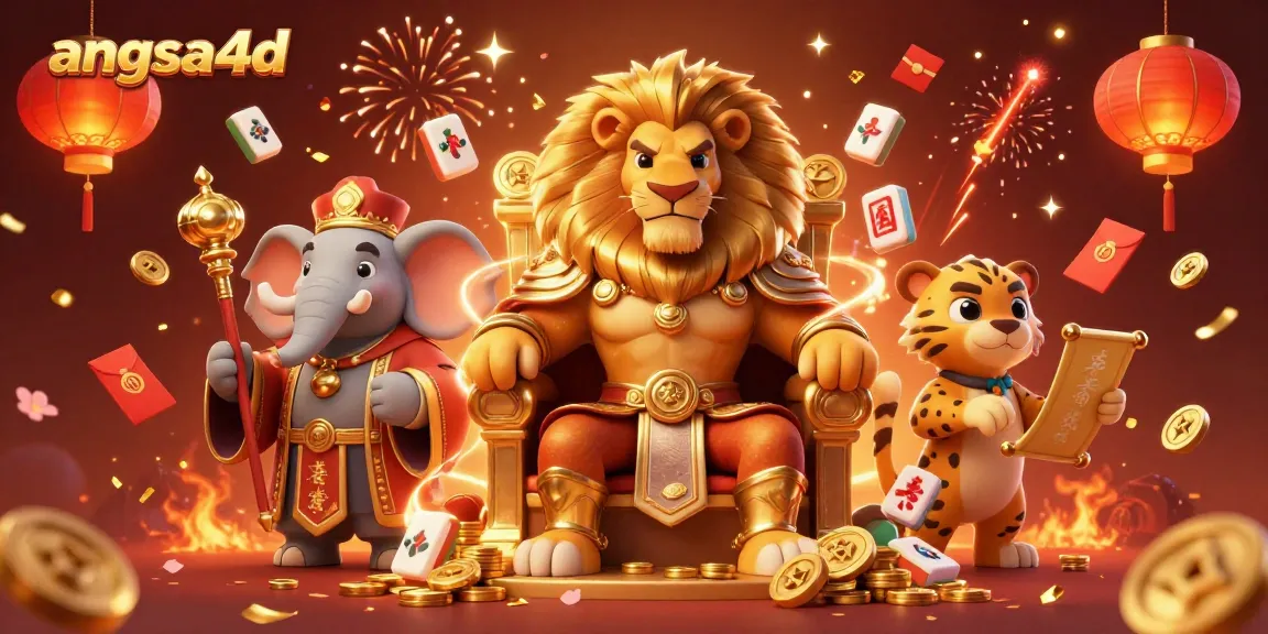Play and win big with angsa4d in this vibrant 3D illustration featuring royal characters and festive symbols.