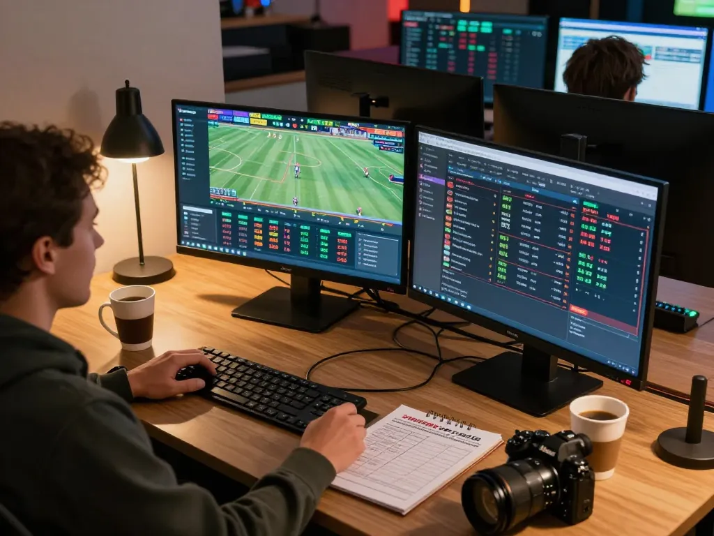 Engaged user placing bets on soc88 sports betting platform while analyzing live game odds.