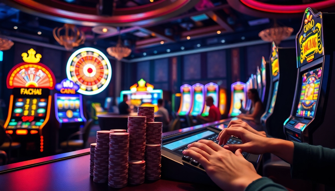 Engage with the thrill at Fa Chai Arcade with immersive gaming experiences and vibrant casino elements.