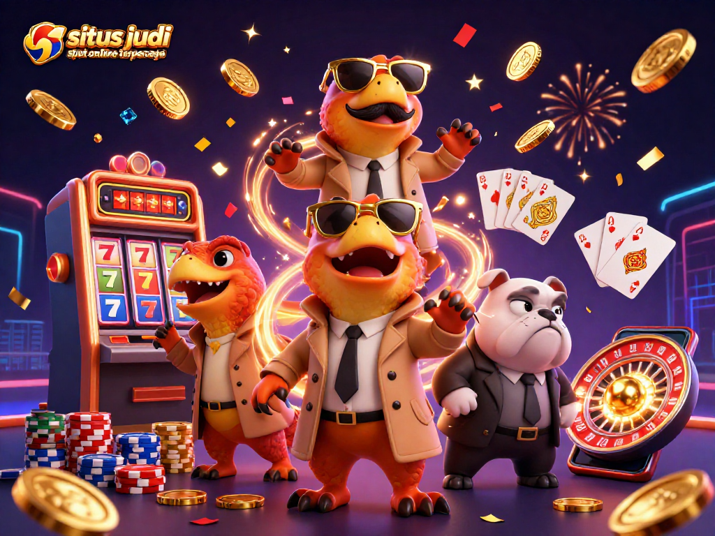 Menghadapi tantangan di situs judi slot online terpercaya dengan raptor 3D lucu dan bouncer bulldog.