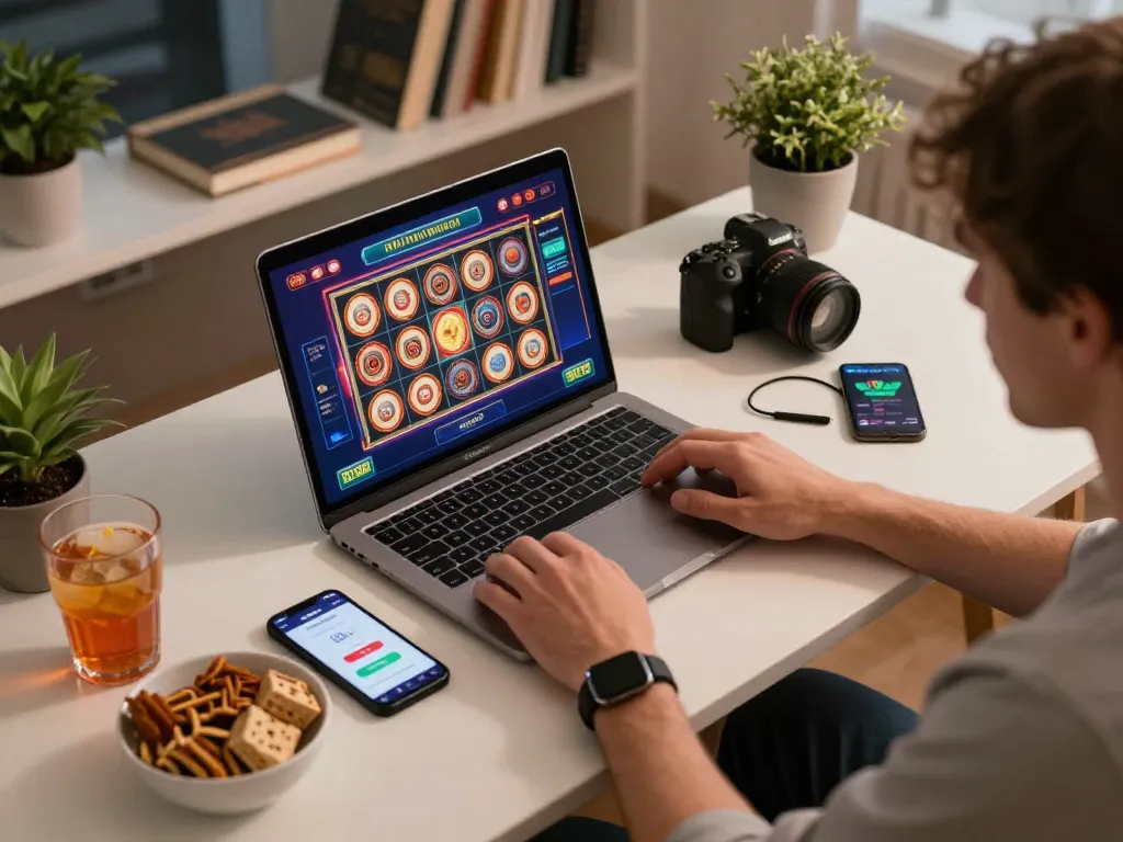 Pemain yang terlibat menikmati aplikasi DEWI123 di laptop untuk strategi permainan online.