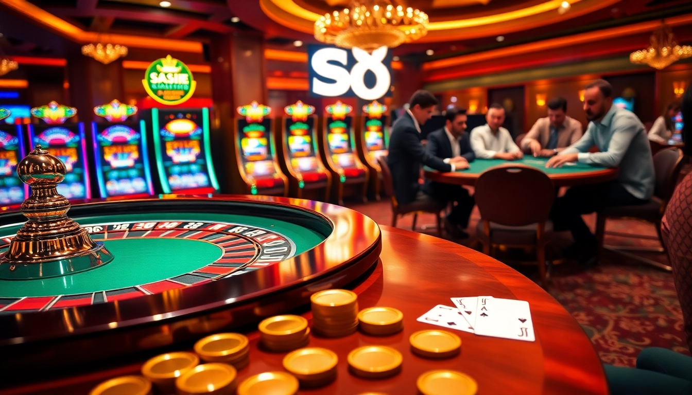 Experience S8's thrilling casino ambiance with lively roulette and poker games.