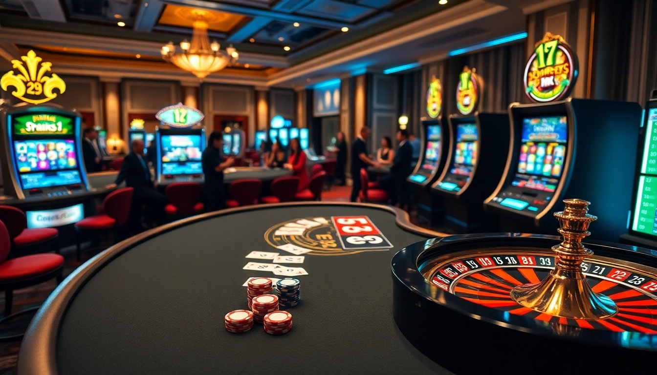 Experience thrilling gameplay at B29 casino with vibrant poker chips and a roulette wheel.