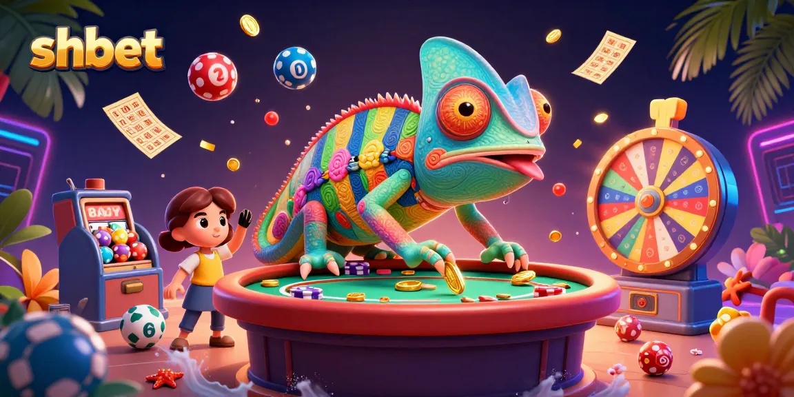 Experience thrilling gameplay with shbet's vibrant casino scene featuring a dynamic chameleon character.
