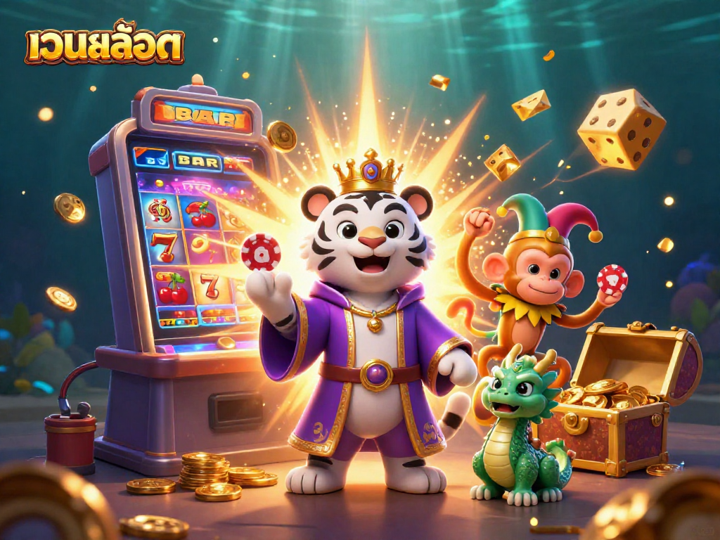 Engage in the world of เว็บสล็อต with vibrant characters and exciting casino elements bursting with energy.
