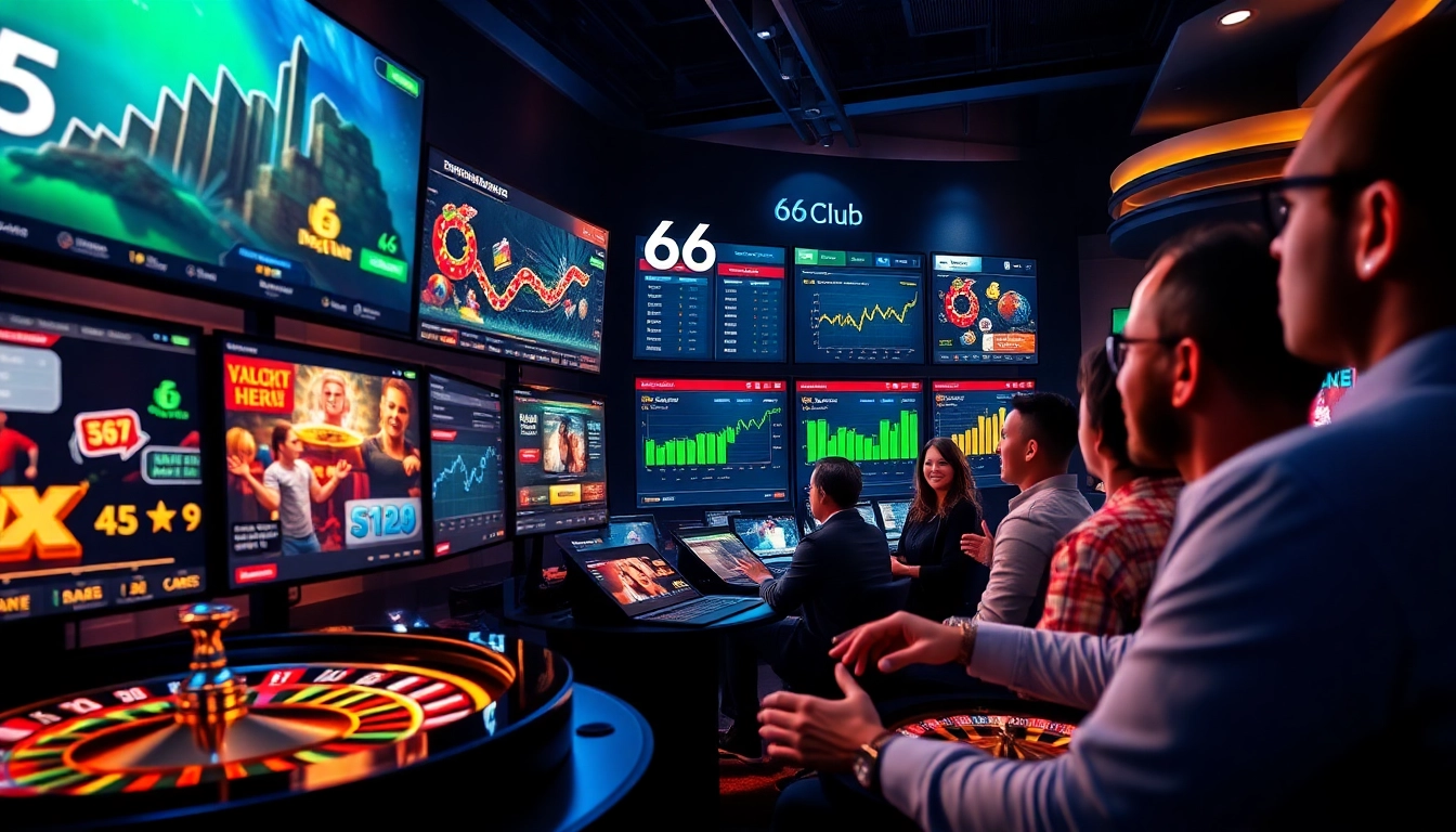 Engaging online gaming session at 66club with modern interfaces and excited players.
