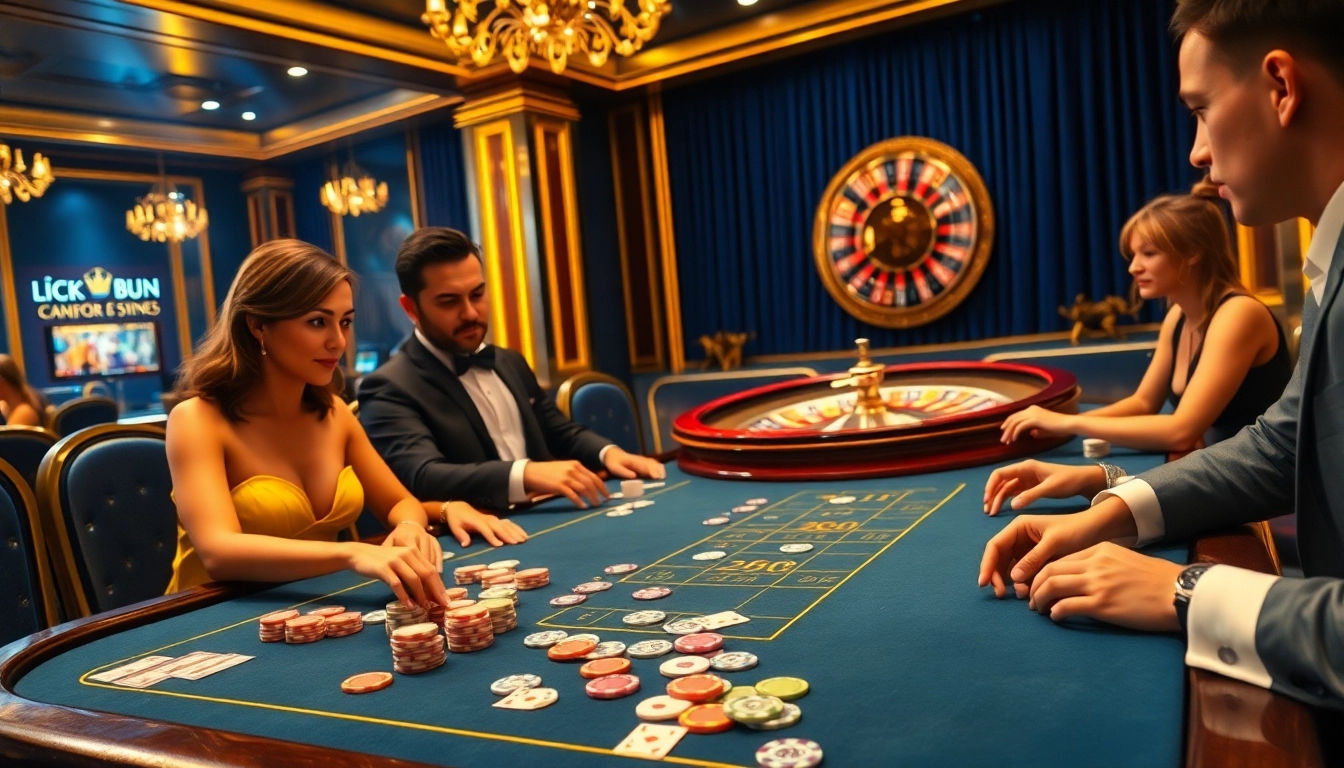 Luck8 win - Excited gamblers at a poker table celebrating their victory with colorful chips.