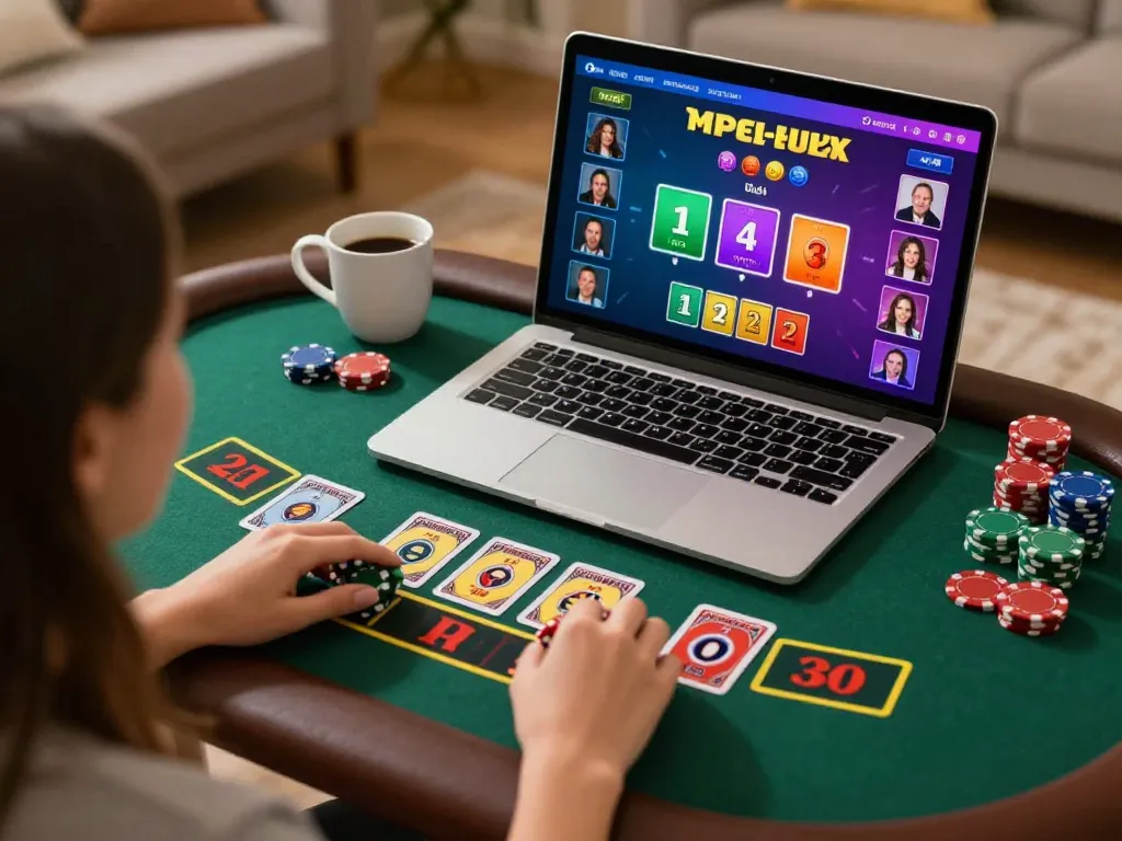 Playing online blackjack on MM99 COM, showing colorful live dealer game interface and engaging gameplay