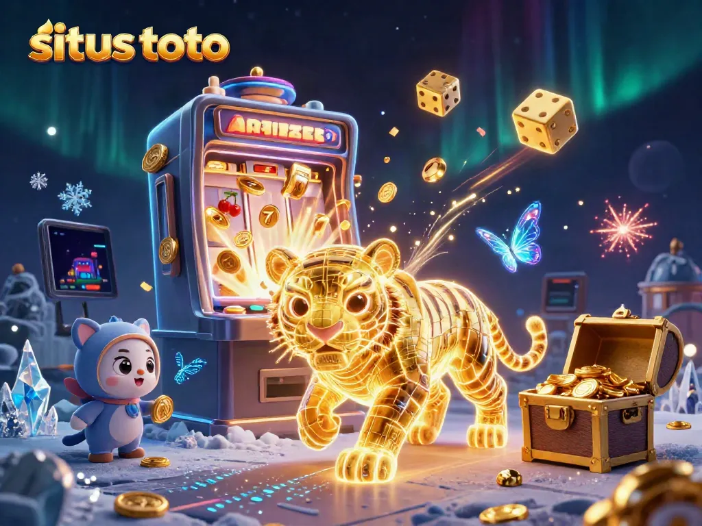 Mengakses situs toto untuk bermain dengan jackpot menarik, penuh dengan simbol permainan kasino.
