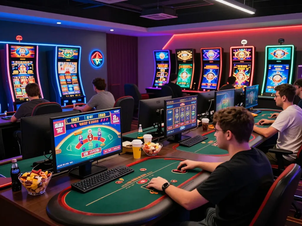 Engaged player strategizing and playing games on NK88 COM casino app, dynamic online gaming setup