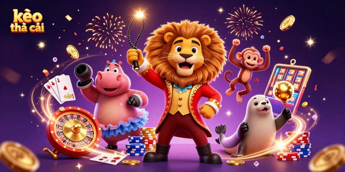 Experience the thrill of kèo nhà cái with vibrant circus characters and dynamic casino elements.