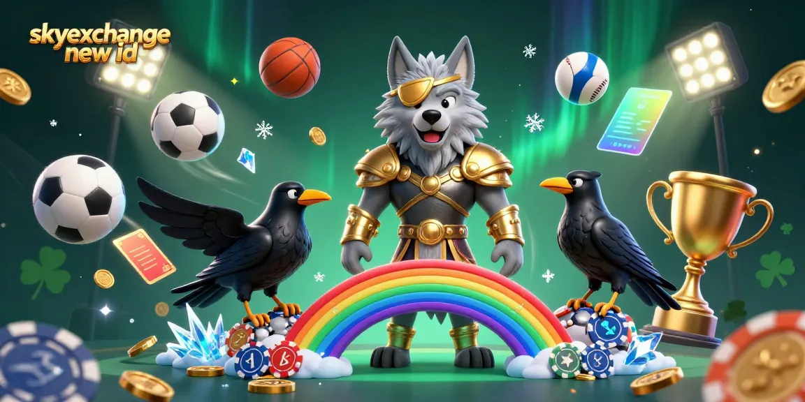 Engage with the exciting skyexchange new id scene showcasing a mythological wolf, glowing casino chips, and dynamic sports elements.
