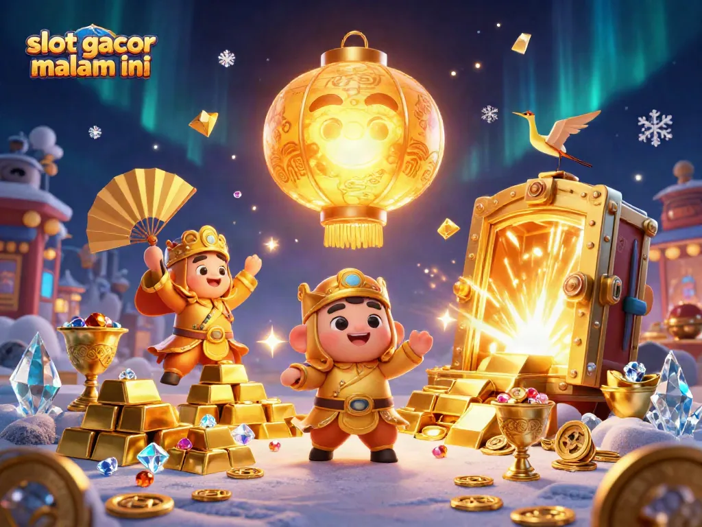 Permainan slot gacor malam ini dengan suasana kasino yang berkilauan dan karakter magis.