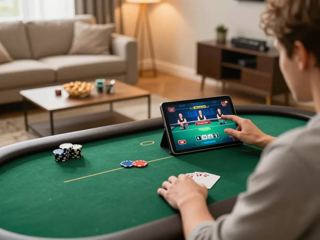 Players strategizing in online poker games at https://sc88.charity/ in a cozy home setting.