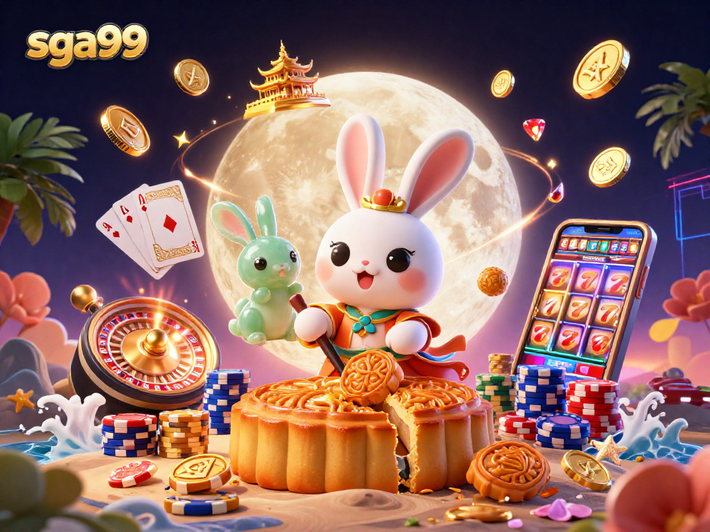 sga99 players enjoy interactive casino gameplay with vibrant, dynamic elements surrounding the moon rabbit.