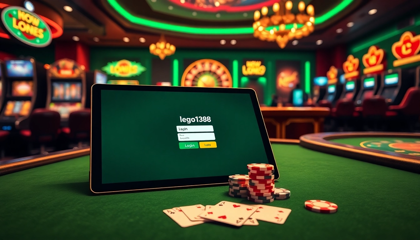 Login to lego138 for exciting online slot games surrounded by glamorous casino elements.