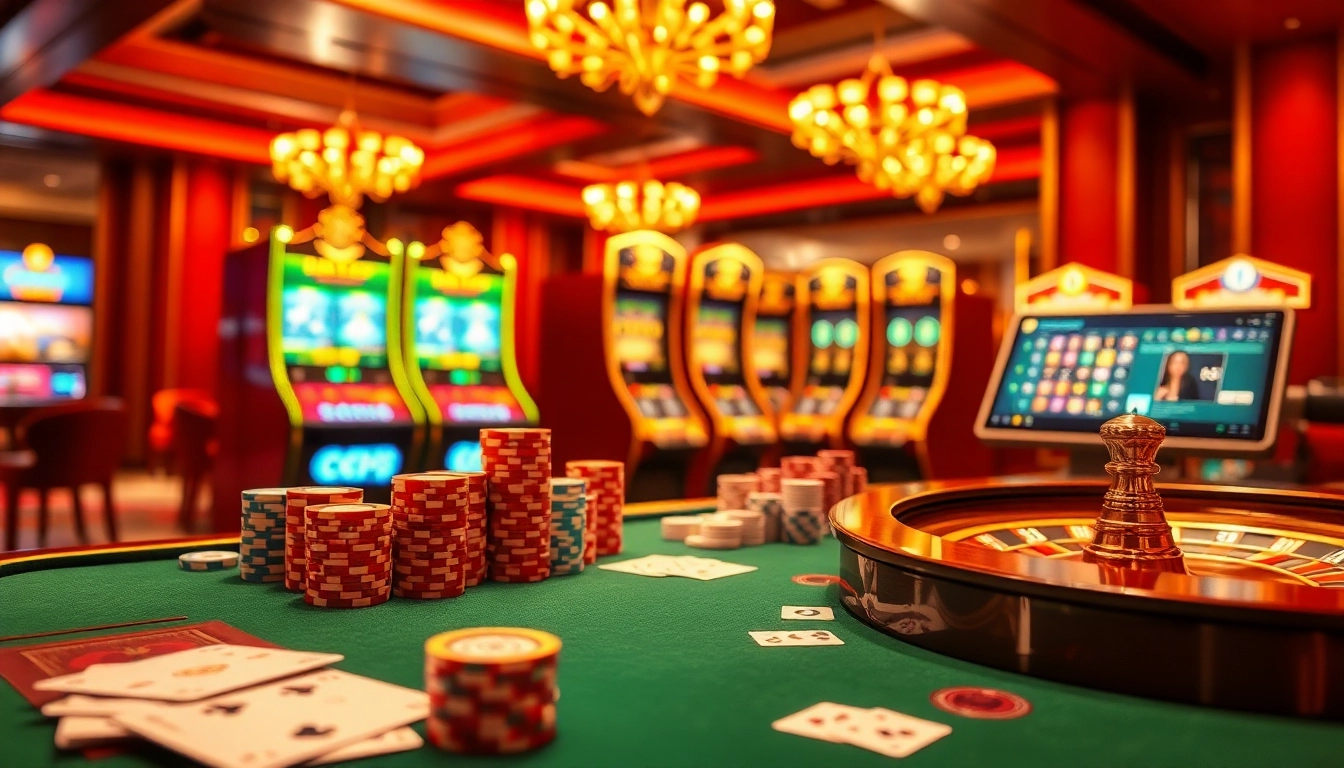 Win big with rikbet at an upscale casino featuring luxurious tables and vibrant gaming machines.