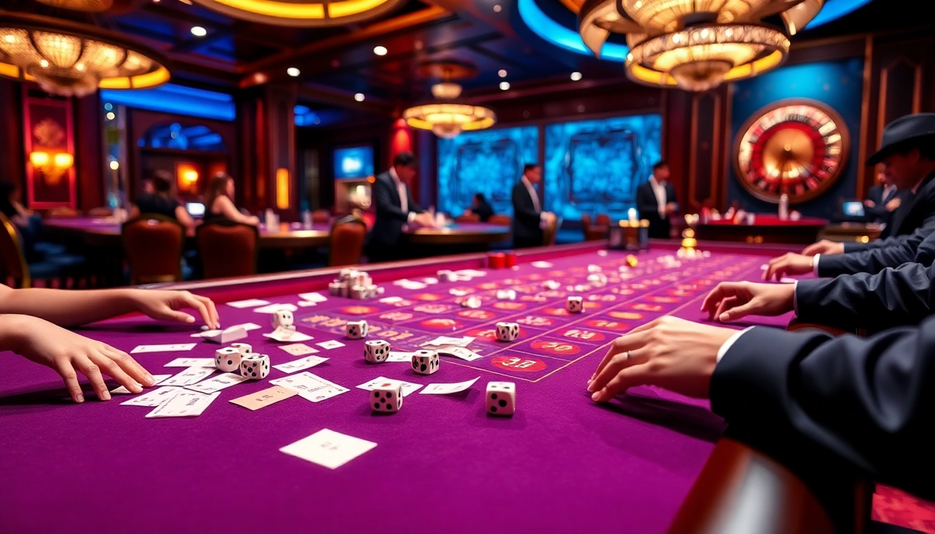 Tai Xiu MD5 vin game table with vibrant chips and exciting atmosphere.