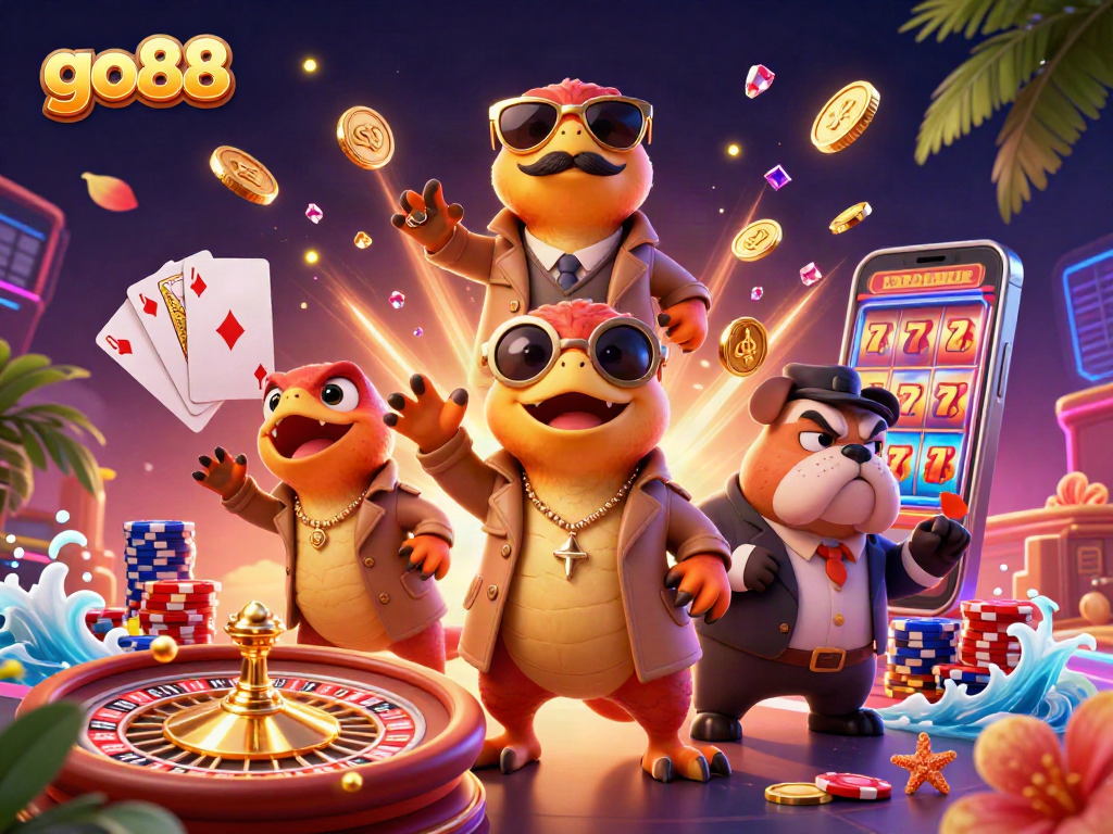 Experience go88's thrilling casino adventure with raptors and golden coins in action!