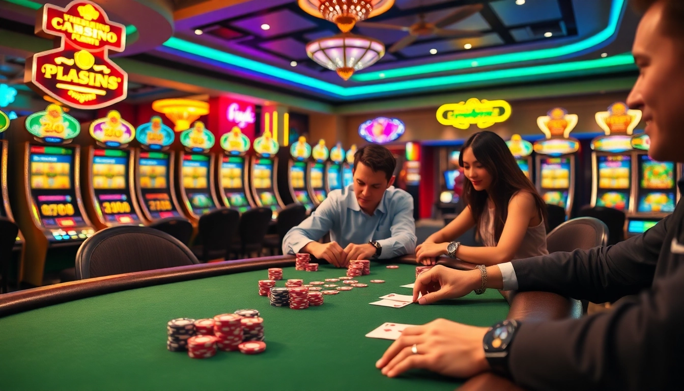 Experience the thrill of 98win đăng nhập at an engaging poker table with vibrant chips and focused players.
