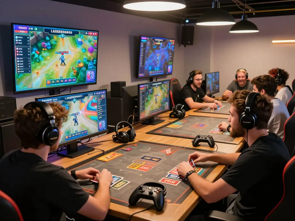 Exciting gaming community engaging in the sunwin cổng game bài đổi thưởng số 1 with competitive players and vibrant digital displays.