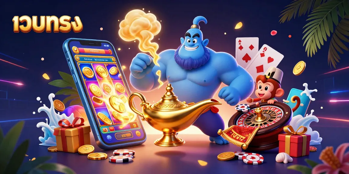 Play slots with เว็บตรง and join the action in this vibrant 3D casino scene.