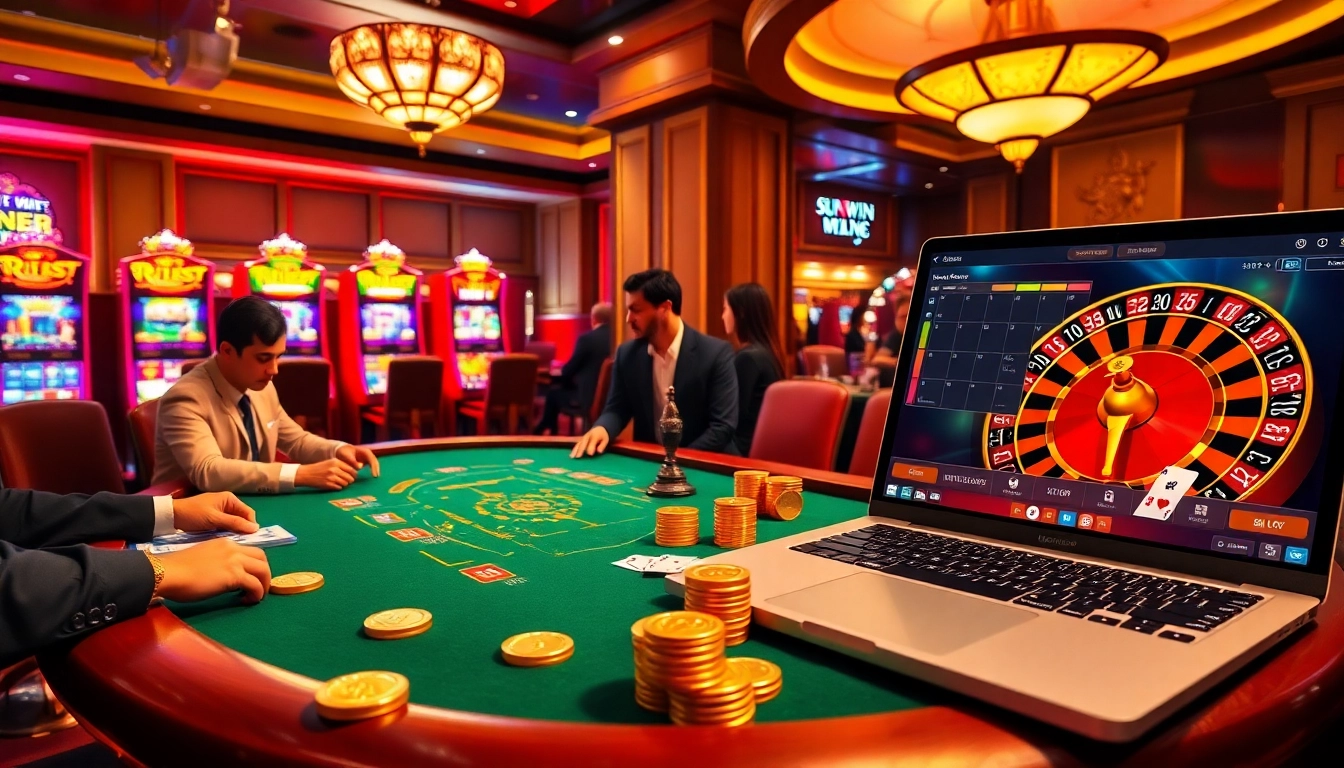 Experience thrilling games at https://sunwin11.sh/ with vibrant poker, roulette, and slot scenes.