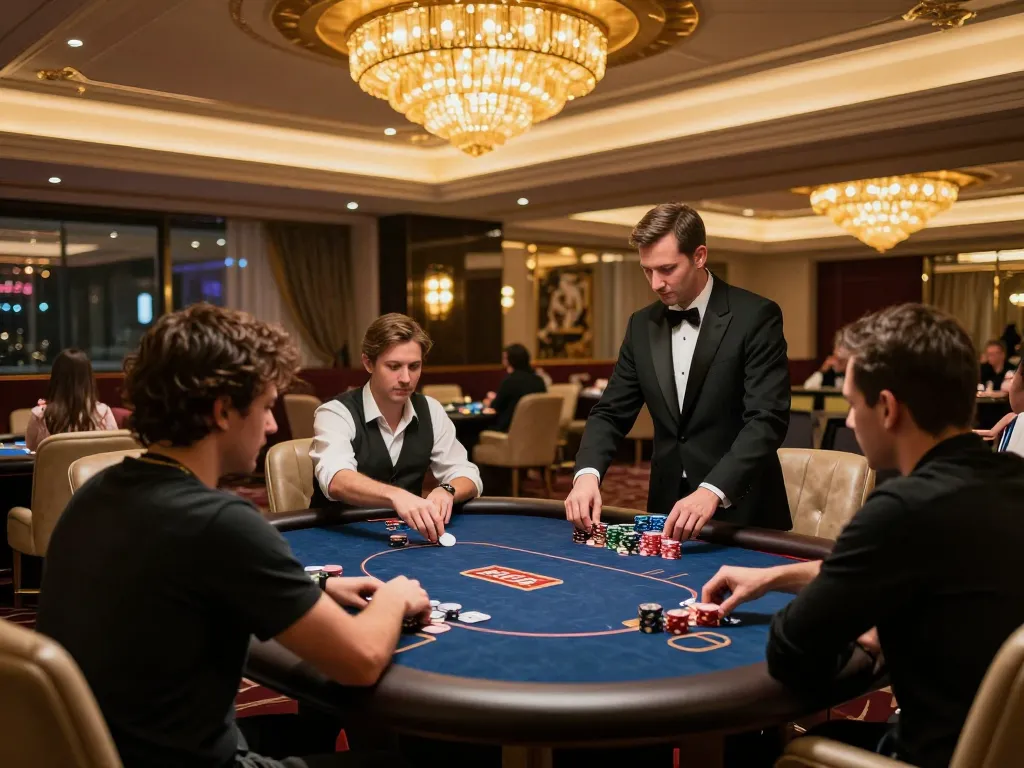 Engaging poker game at a VIP casino table, highlighting strategic gameplay at lc88 com