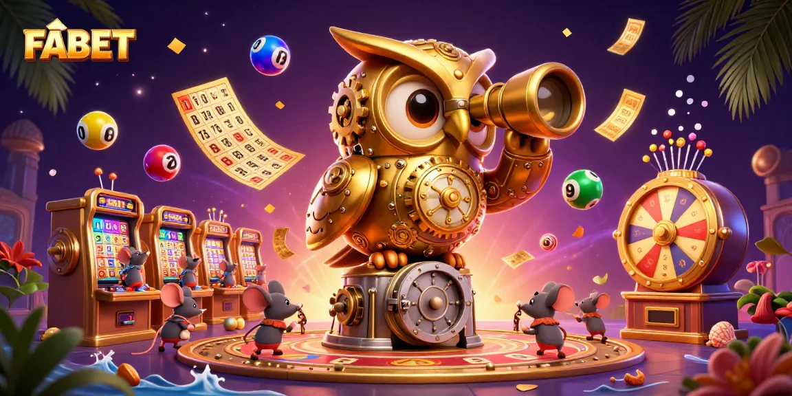 Experience the excitement of FABET with vibrant casino elements and a whimsical illustrated story.
