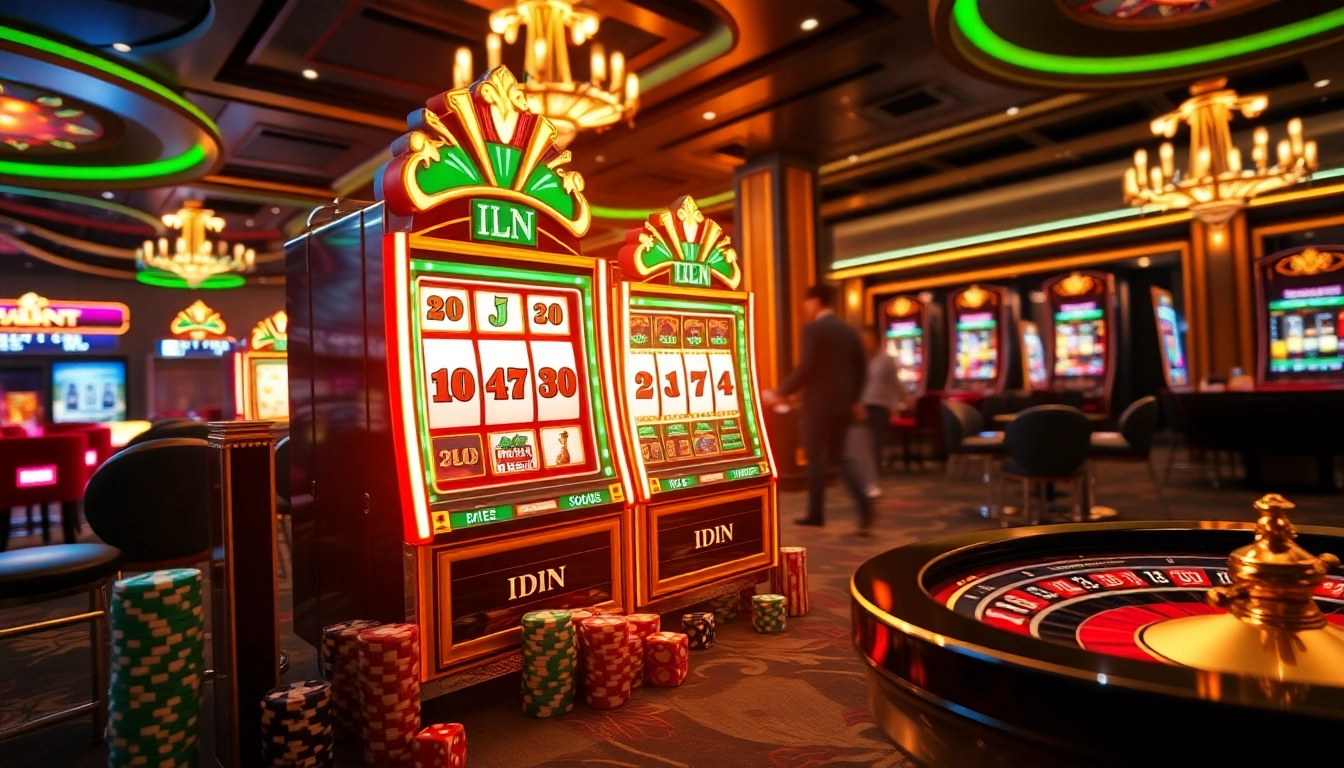 IDN slot gaming experience with exciting visuals of vibrant slot machine and casino elements.